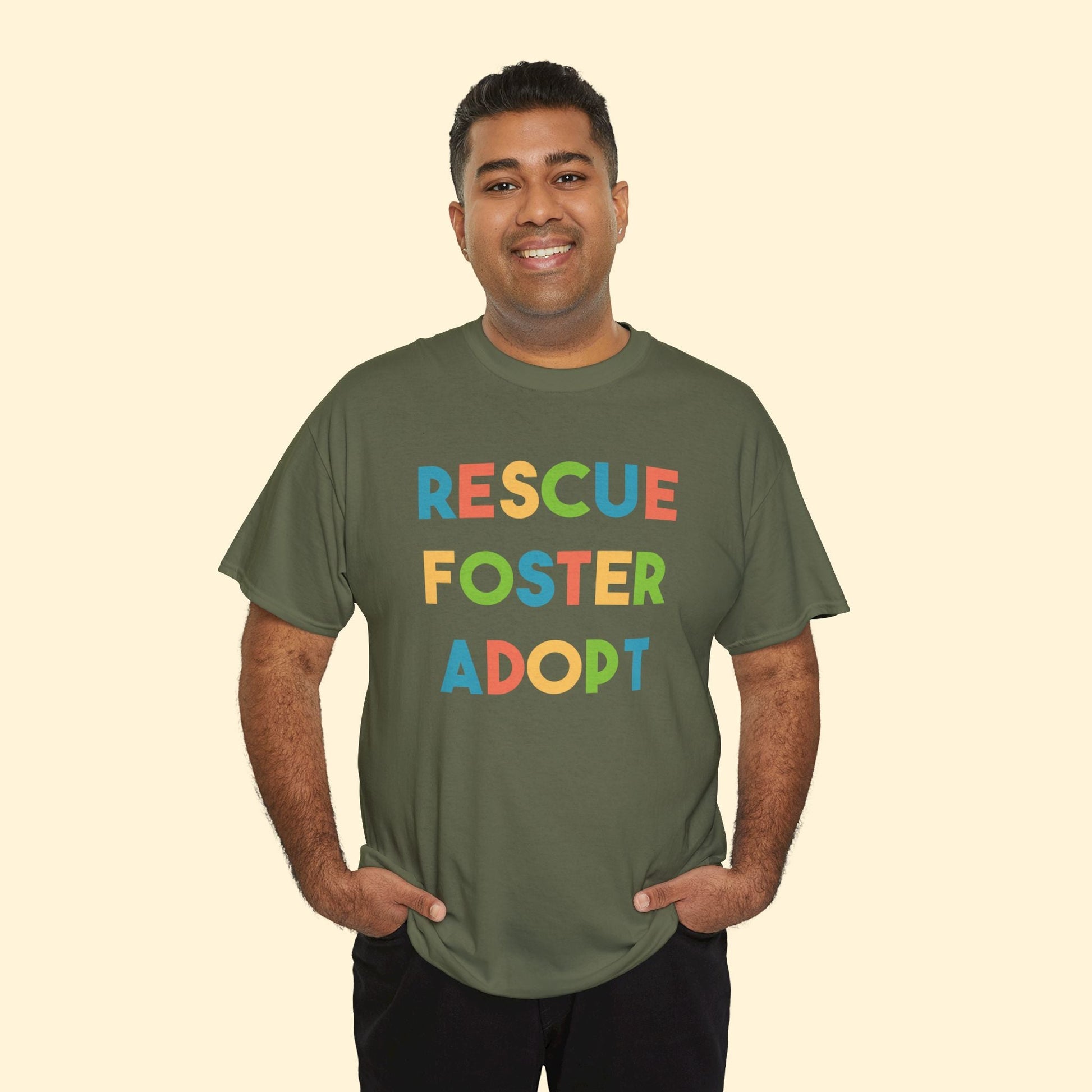 Rescue, Foster, Adopt Rainbow | Text Tees - Detezi Designs - 24731669695574457122