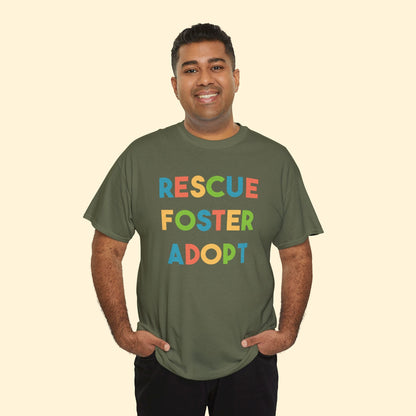 Rescue, Foster, Adopt Rainbow | Text Tees - Detezi Designs - 24731669695574457122