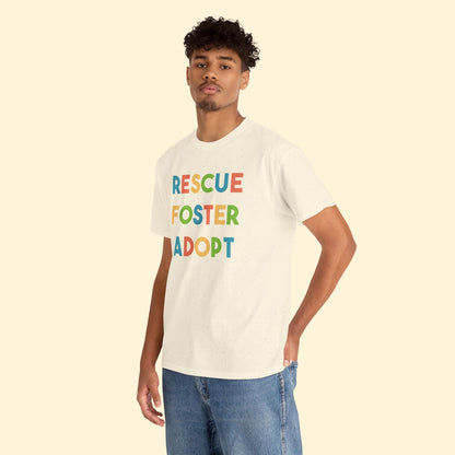 Rescue, Foster, Adopt Rainbow | Text Tees - Detezi Designs - 24731669695574457122