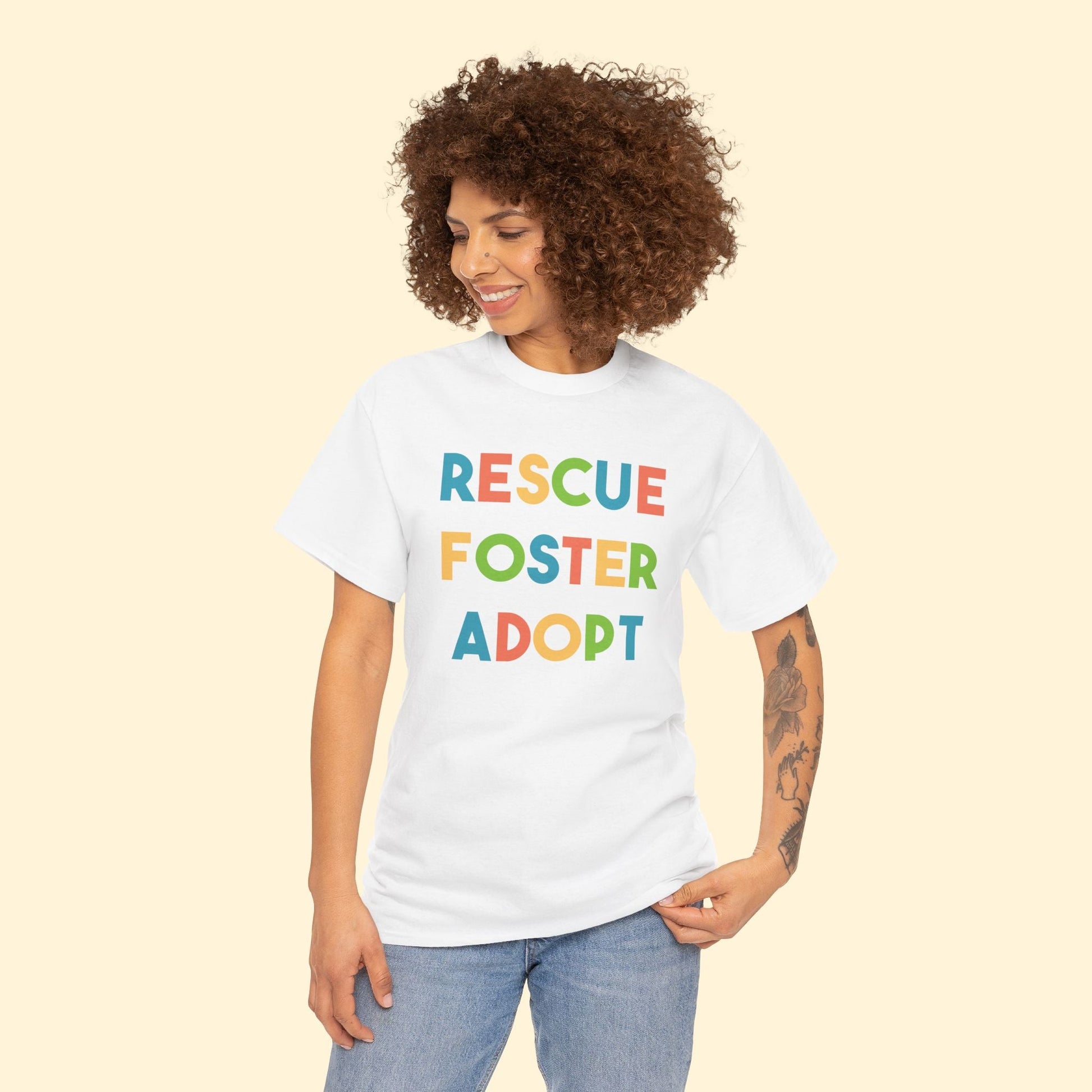 Rescue, Foster, Adopt Rainbow | Text Tees - Detezi Designs - 24731669695574457122