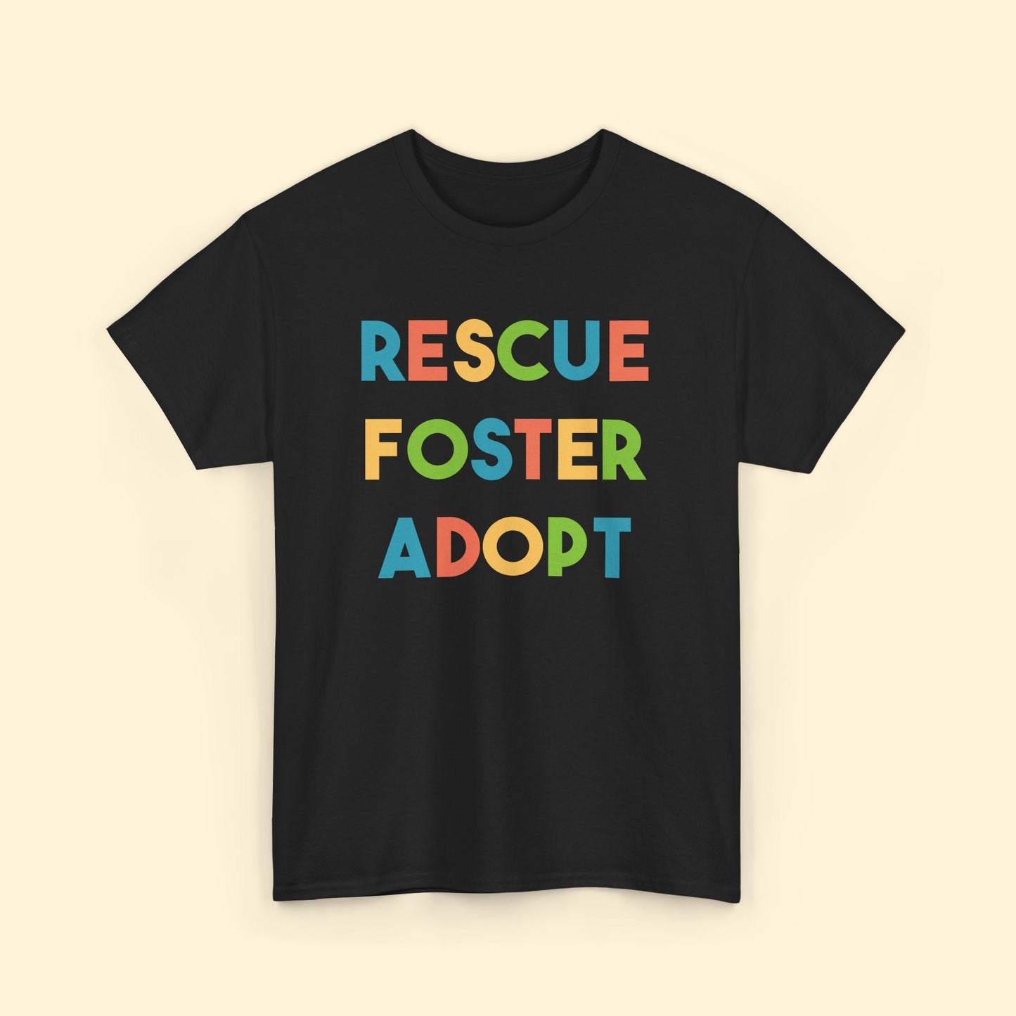 Rescue, Foster, Adopt Rainbow | Text Tees - Detezi Designs - 30941487708529766684