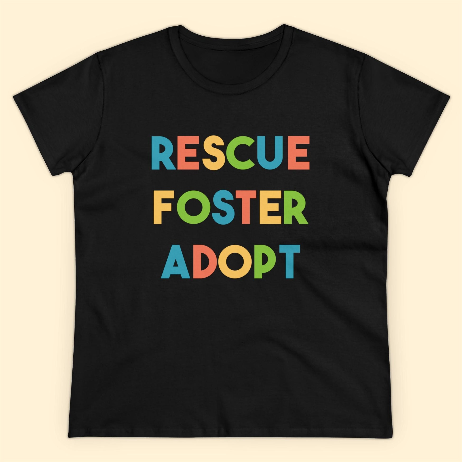 Rescue, Foster, Adopt | Women's Midweight Cotton Tee - Detezi Designs - 18130070114983906536