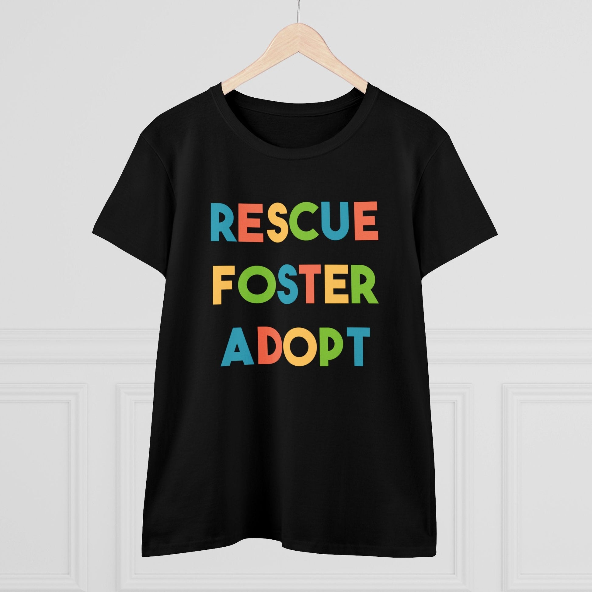 Rescue, Foster, Adopt | Women's Midweight Cotton Tee - Detezi Designs - 26965765071711950376