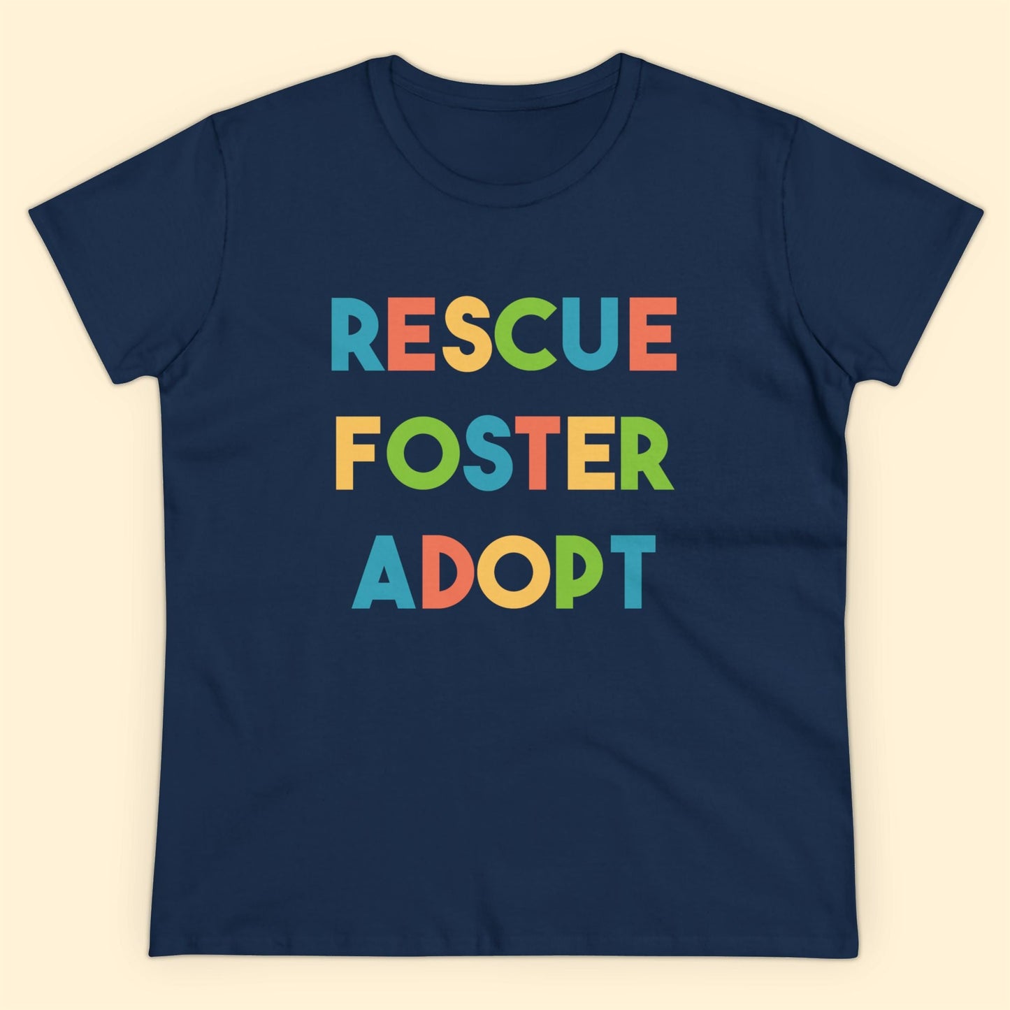 Rescue, Foster, Adopt | Women's Midweight Cotton Tee - Detezi Designs - 95158394629024544682