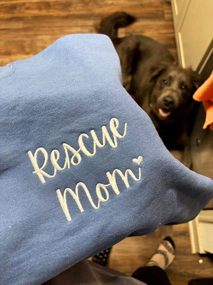 Rescue Mom | Embroidered | Unisex Crewneck Sweatshirt - Detezi Designs - 27382974321882663951