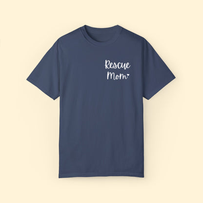 Rescue Mom | Pocket Print | Comfort Colors Unisex T - shirt - Detezi Designs - 18395796660595739944