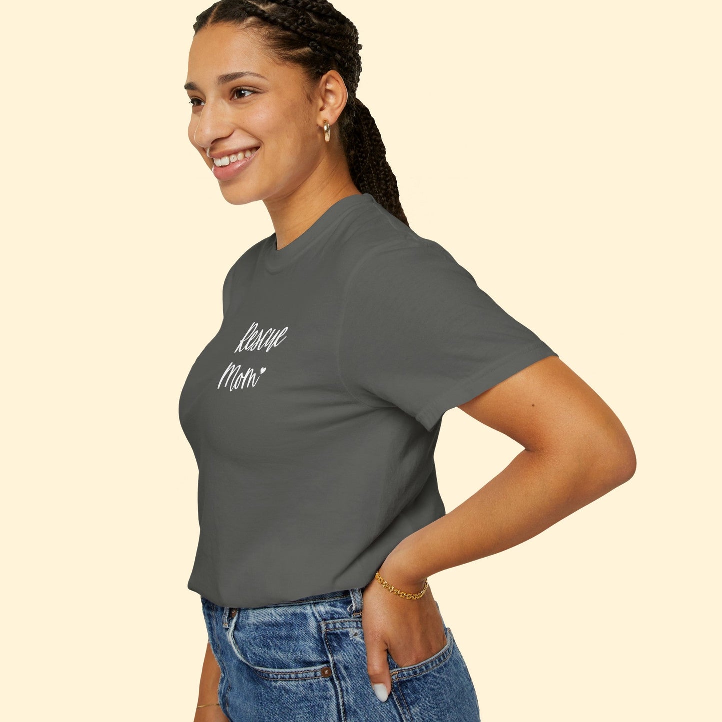 Rescue Mom | Pocket Print | Comfort Colors Unisex T - shirt - Detezi Designs - 26775431377505101534