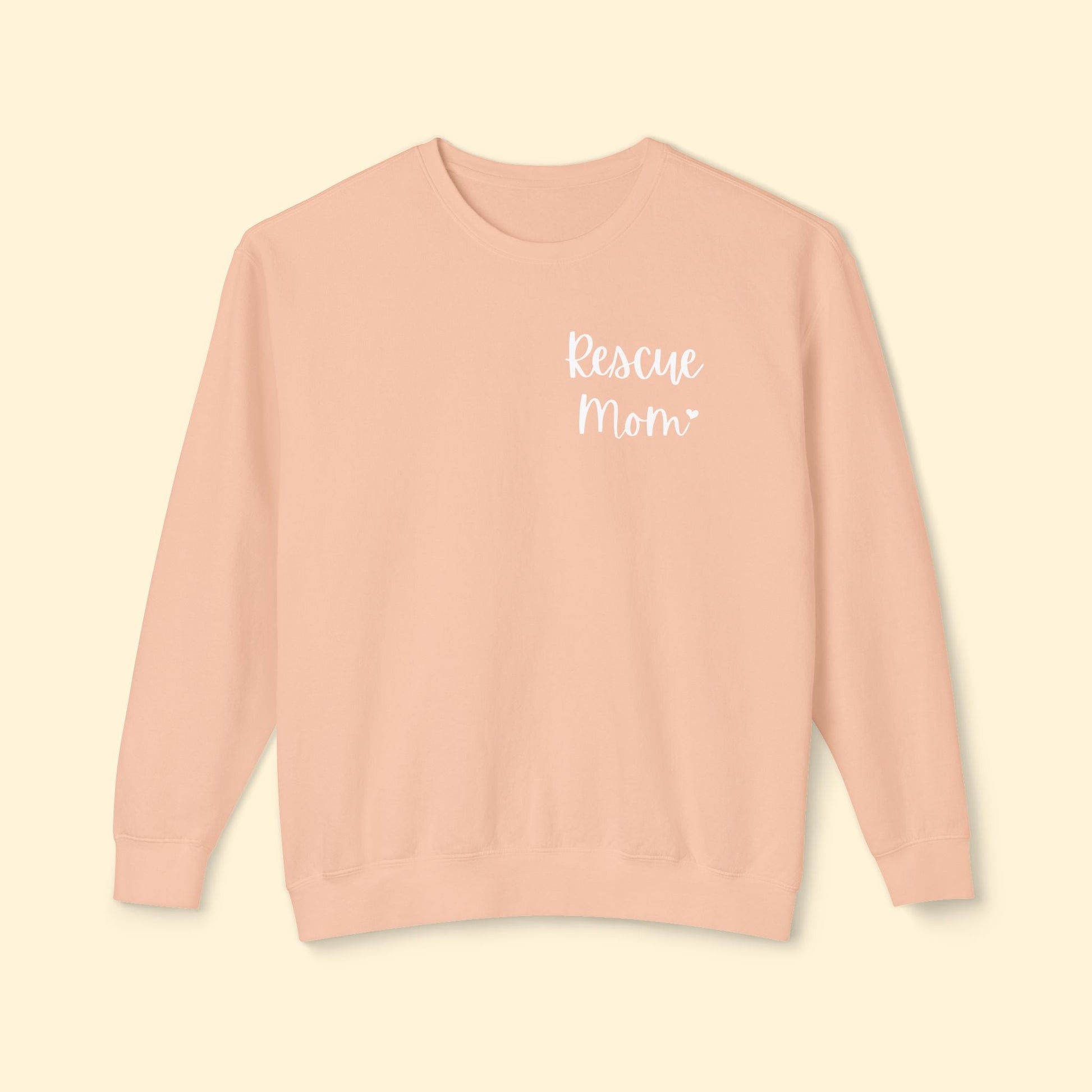 Rescue Mom | Pocket Print | Lightweight Comfort Colors Crewneck Sweatshirt - Detezi Designs - 69267340702839778121