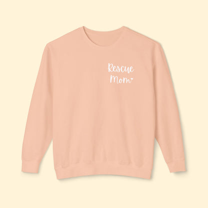 Rescue Mom | Pocket Print | Lightweight Comfort Colors Crewneck Sweatshirt - Detezi Designs - 69267340702839778121