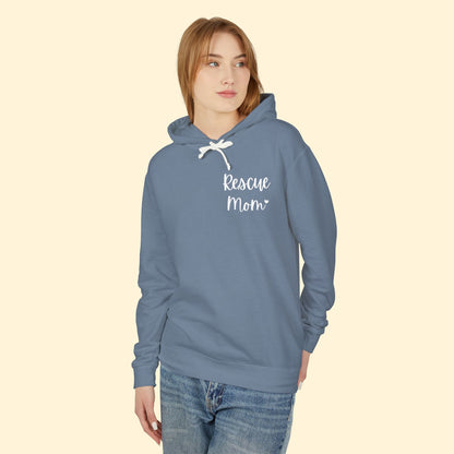 Rescue Mom | Pocket Print | Lightweight Comfort Colors Hooded Sweatshirt - Detezi Designs - 30828328398301131657