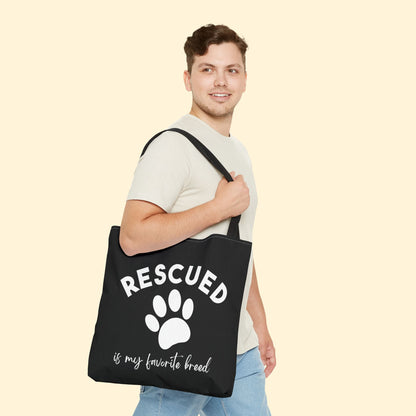 Rescued Is My Favorite Breed Paw | Tote Bag - Detezi Designs - 27823557631882790411