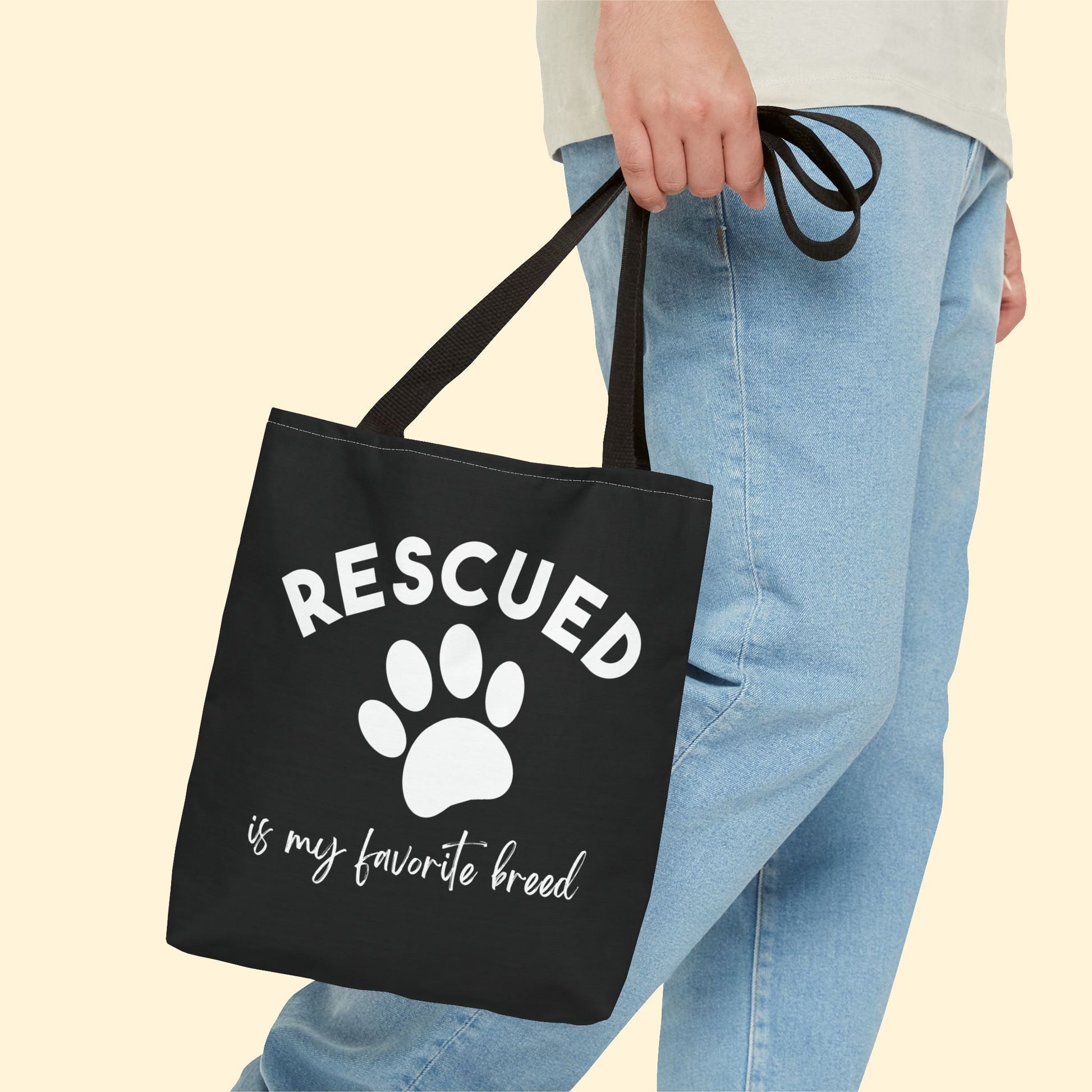 Rescued Is My Favorite Breed Paw | Tote Bag - Detezi Designs - 27823557631882790411