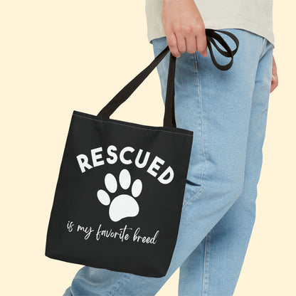 Rescued Is My Favorite Breed Paw | Tote Bag - Detezi Designs - 27823557631882790411