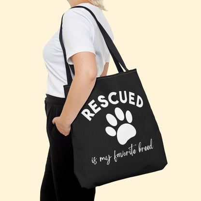 Rescued Is My Favorite Breed Paw | Tote Bag - Detezi Designs - 27823557631882790411