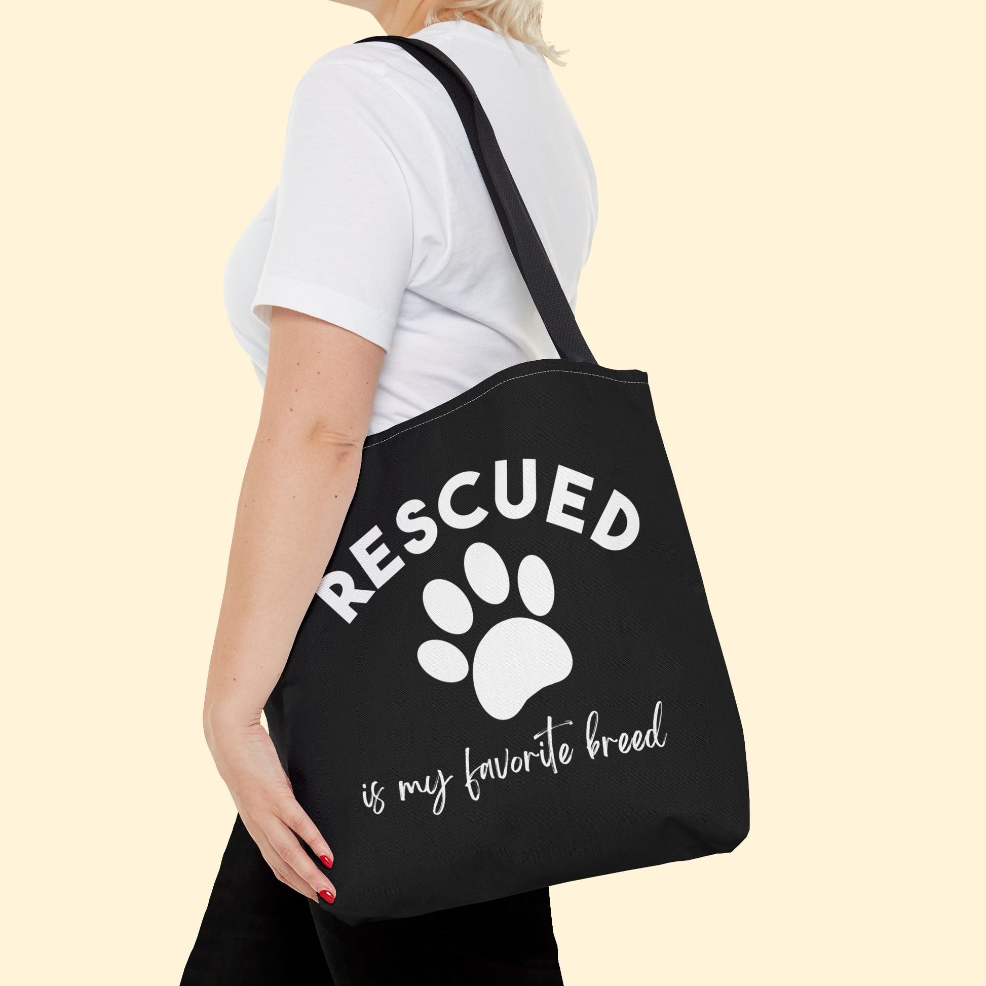 Rescued Is My Favorite Breed Paw | Tote Bag - Detezi Designs - 27823557631882790411