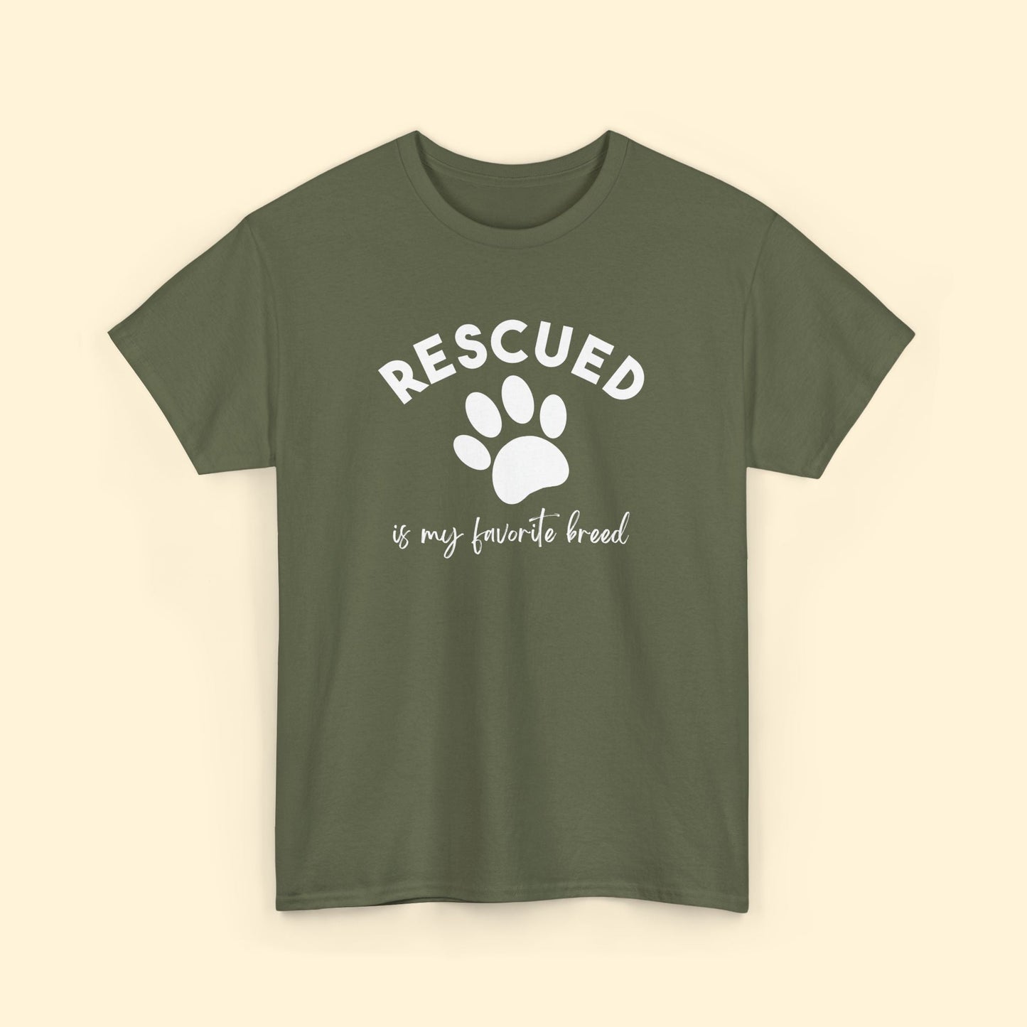 Rescued Is My Favorite Breed Paw | Unisex Tee - Detezi Designs - 19406248059507026142