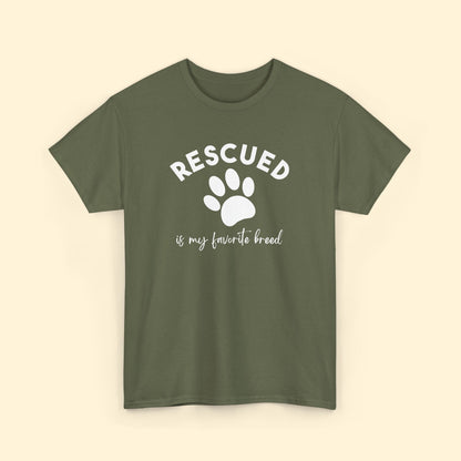 Rescued Is My Favorite Breed Paw | Unisex Tee - Detezi Designs - 19406248059507026142