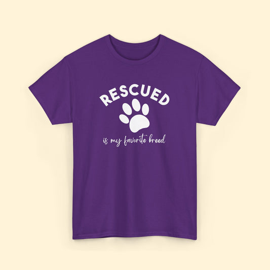 Rescued Is My Favorite Breed Paw | Unisex Tee - Detezi Designs - 54471712929719759682