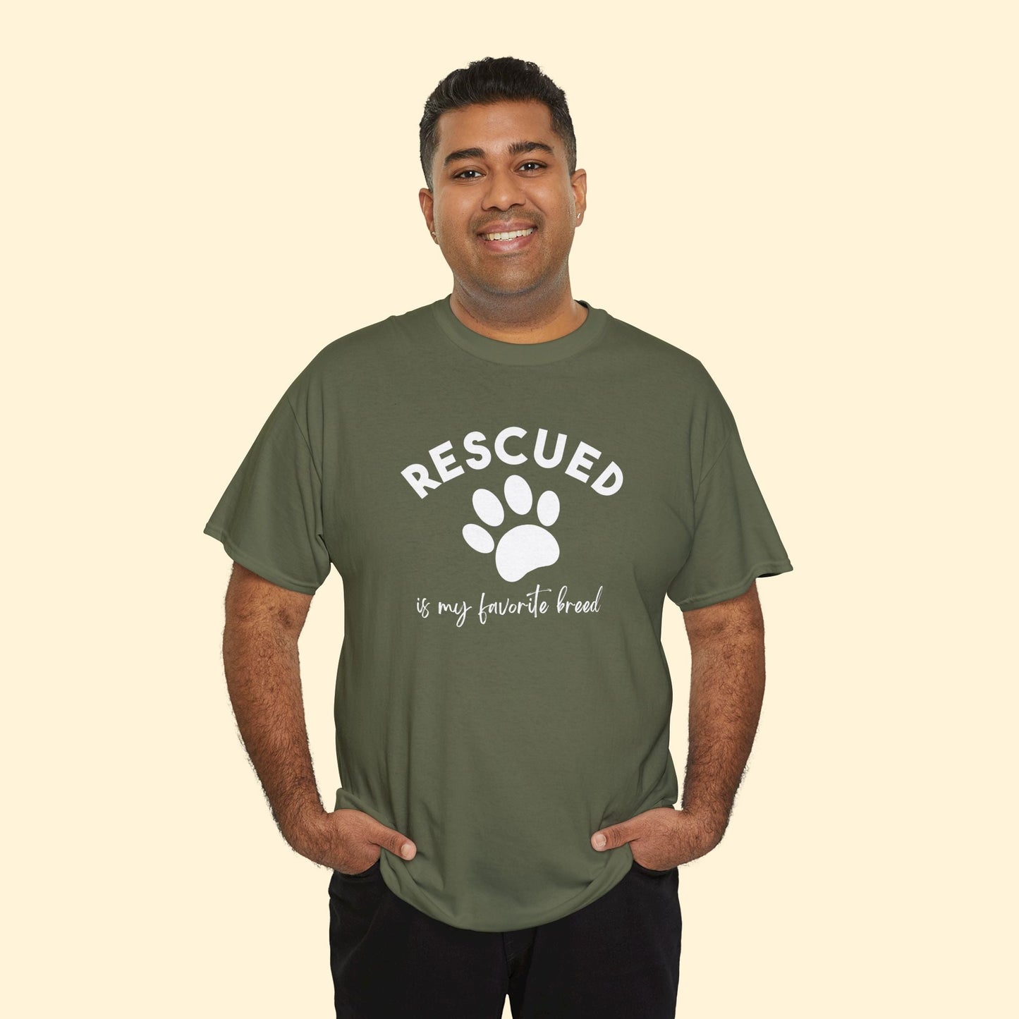 Rescued Is My Favorite Breed Paw | Unisex Tee - Detezi Designs - 88142575640954470893