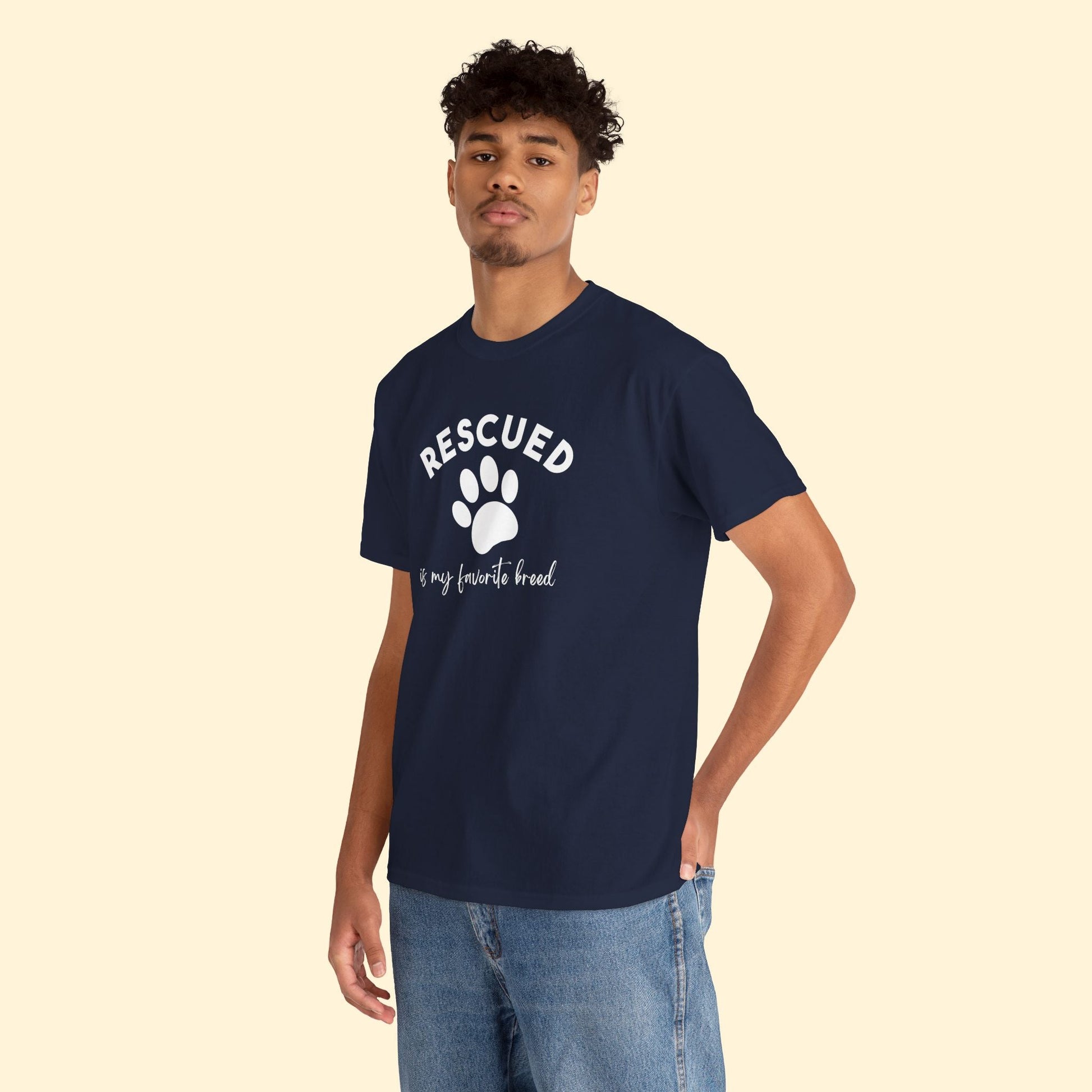 Rescued Is My Favorite Breed Paw | Unisex Tee - Detezi Designs - 88142575640954470893