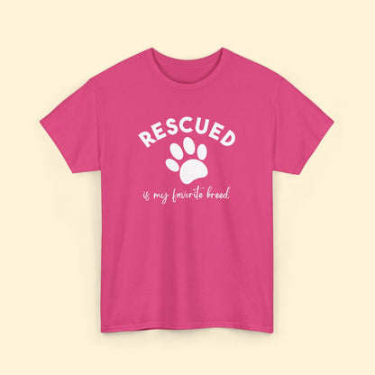 Rescued Is My Favorite Breed Paw | Unisex Tee - Detezi Designs - 88142575640954470893