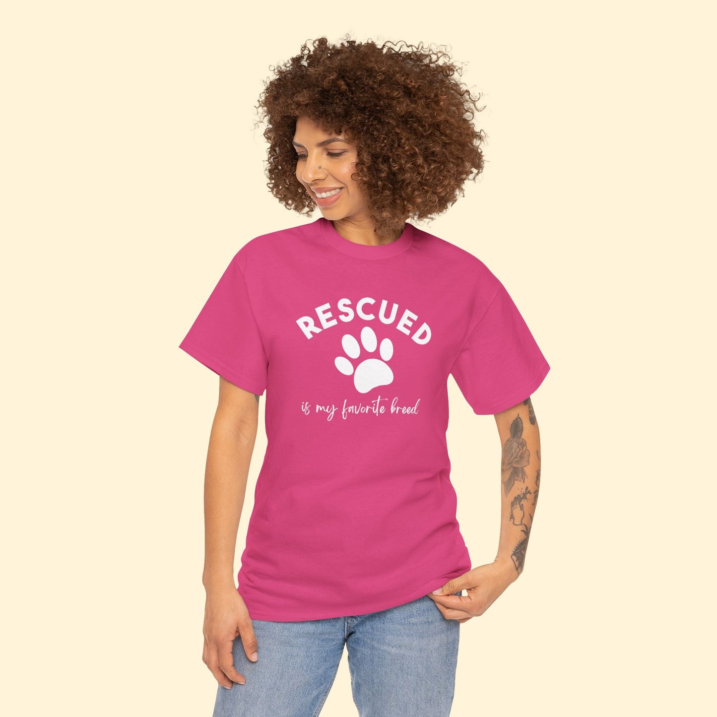Rescued Is My Favorite Breed Paw | Unisex Tee - Detezi Designs - 88142575640954470893