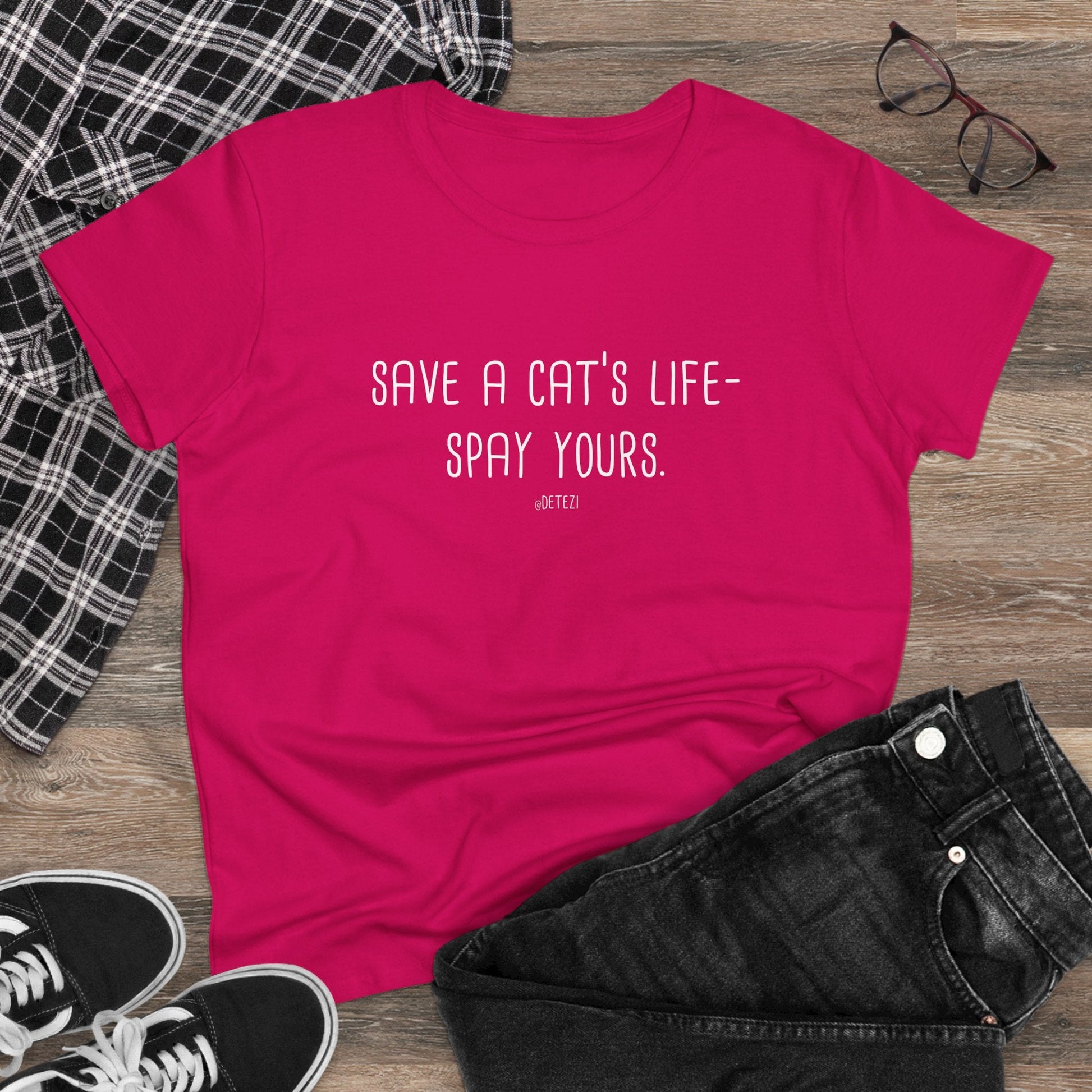 Save a Cat's Life | Women's Midweight Cotton Tee - Detezi Designs - 18939056825495936510