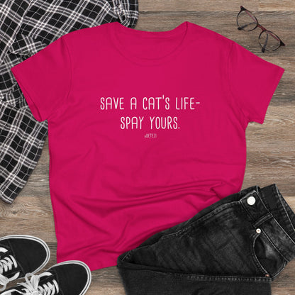 Save a Cat's Life | Women's Midweight Cotton Tee - Detezi Designs - 18939056825495936510