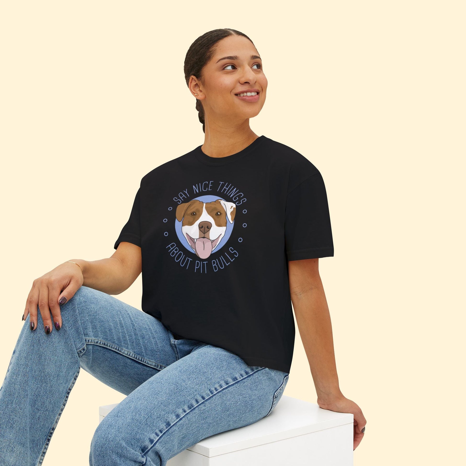 Say Nice Things About Pit Bulls | Comfort Colors Boxy Tee - Detezi Designs - 11888877034260020927