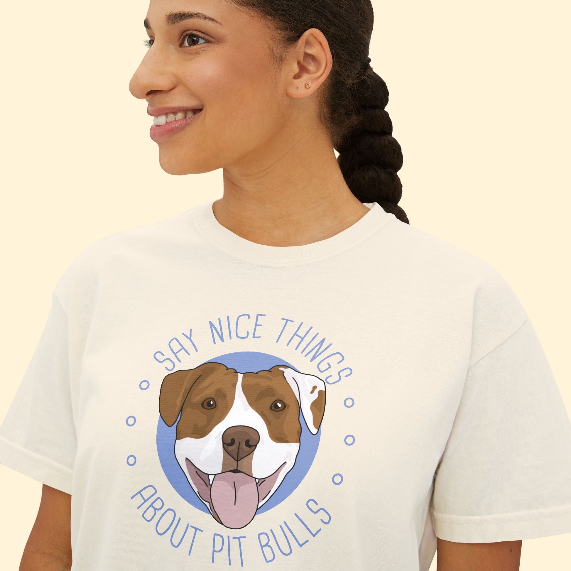 Say Nice Things About Pit Bulls | Comfort Colors Boxy Tee - Detezi Designs - 11888877034260020927
