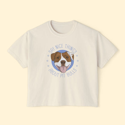 Say Nice Things About Pit Bulls | Comfort Colors Boxy Tee - Detezi Designs - 11888877034260020927