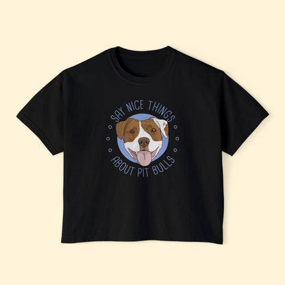 Say Nice Things About Pit Bulls | Comfort Colors Boxy Tee - Detezi Designs - 21023266163246557633