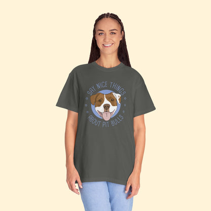 Say Nice Things About Pit Bulls | Comfort Colors Unisex T-shirt - Detezi Designs - 13457830619382644407