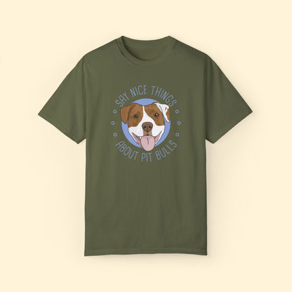 Say Nice Things About Pit Bulls | Comfort Colors Unisex T-shirt - Detezi Designs - 15643713908002983421