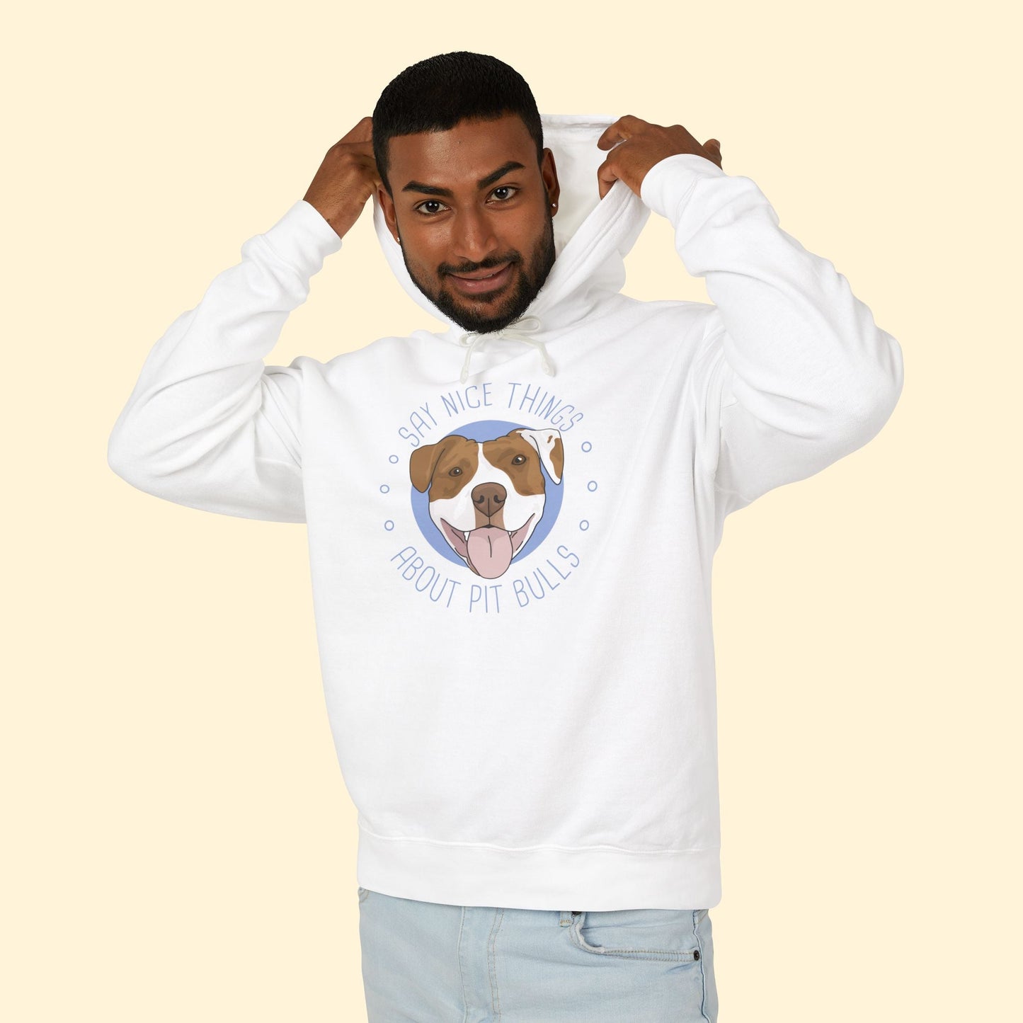 Say Nice Things About Pit Bulls | Lightweight Comfort Colors Hooded Sweatshirt - Detezi Designs - 94324363896526283092