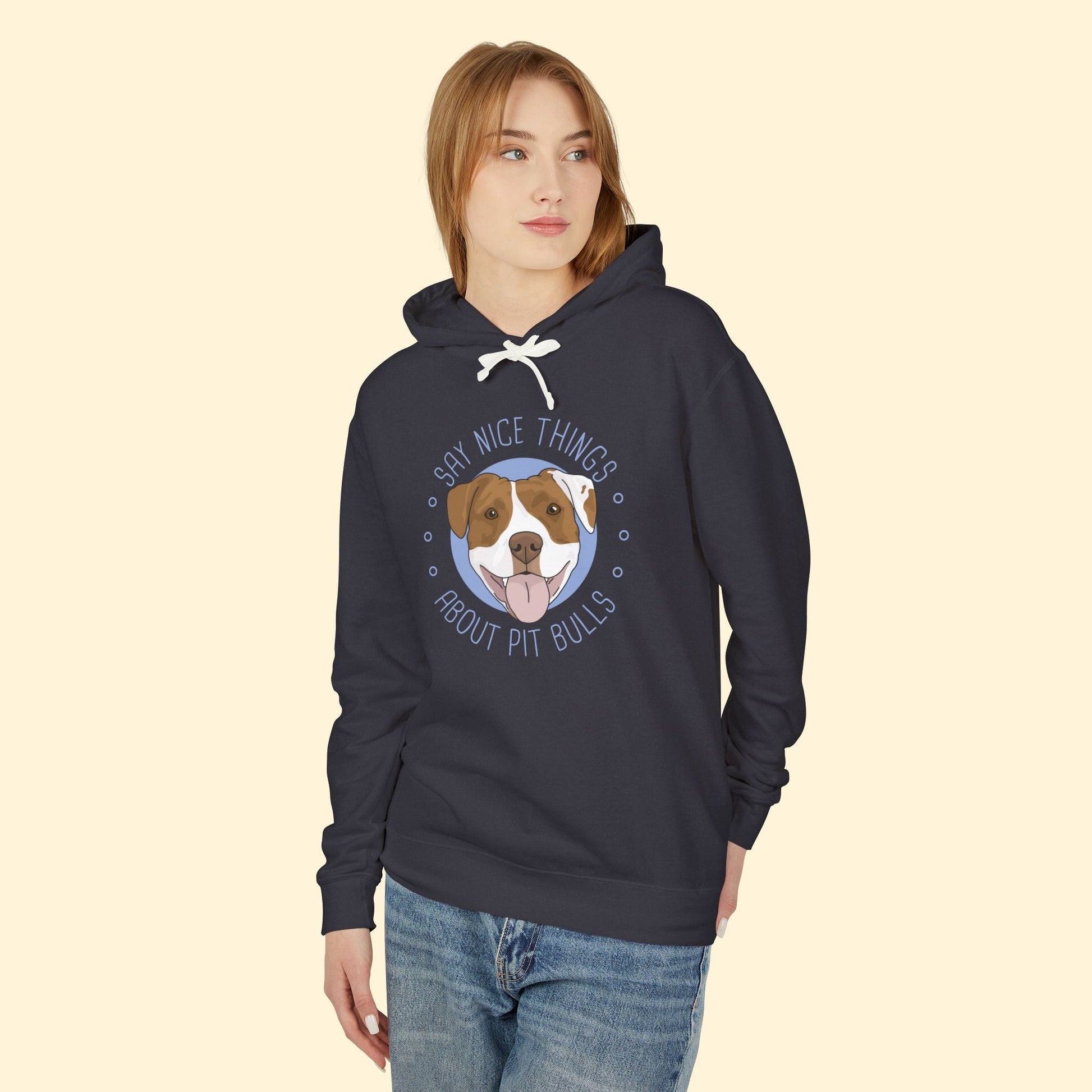 Say Nice Things About Pit Bulls | Lightweight Comfort Colors Hooded Sweatshirt - Detezi Designs - 94324363896526283092