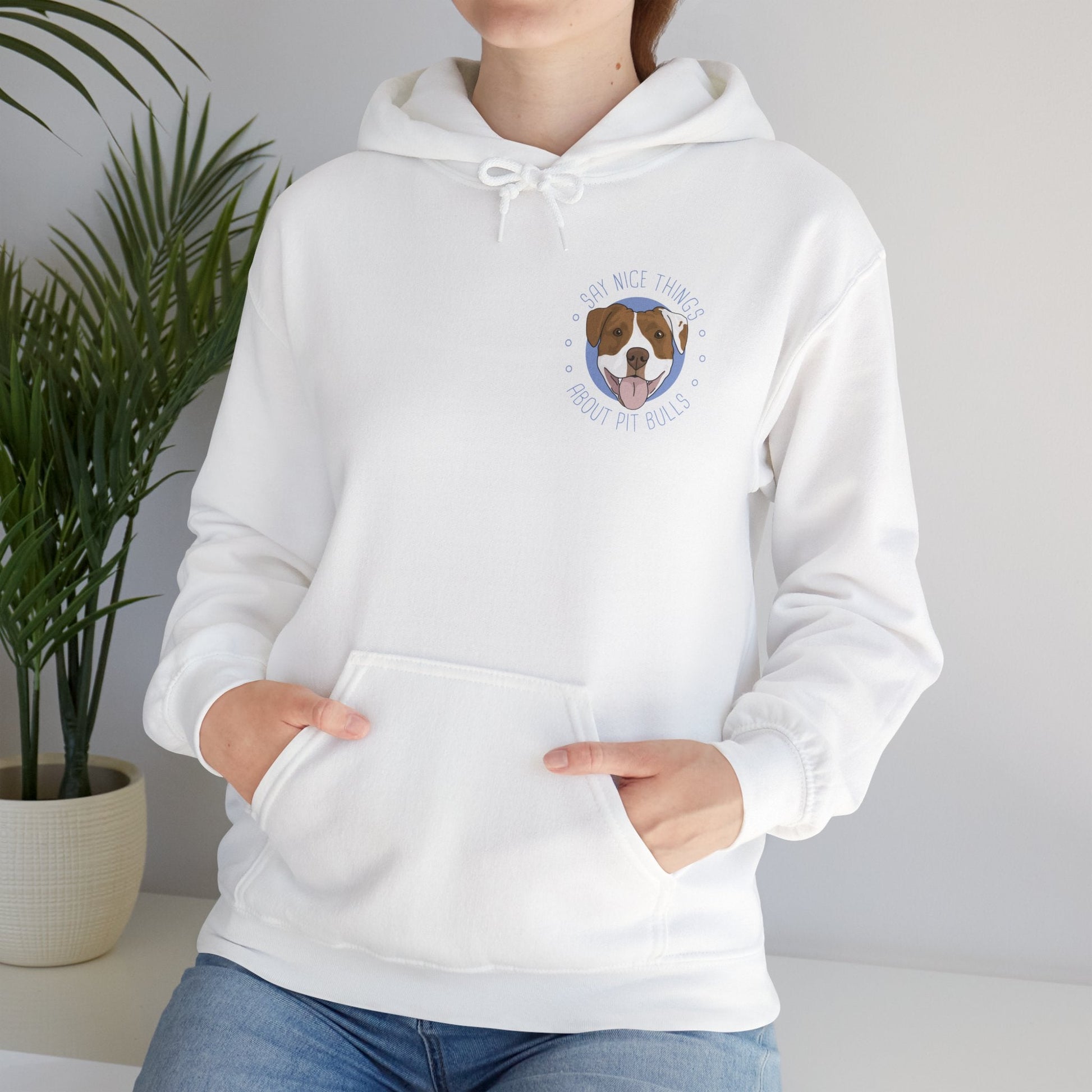Say Nice Things About Pit Bulls | Pocket Print | Hooded Sweatshirt - Detezi Designs-12142129986507825089