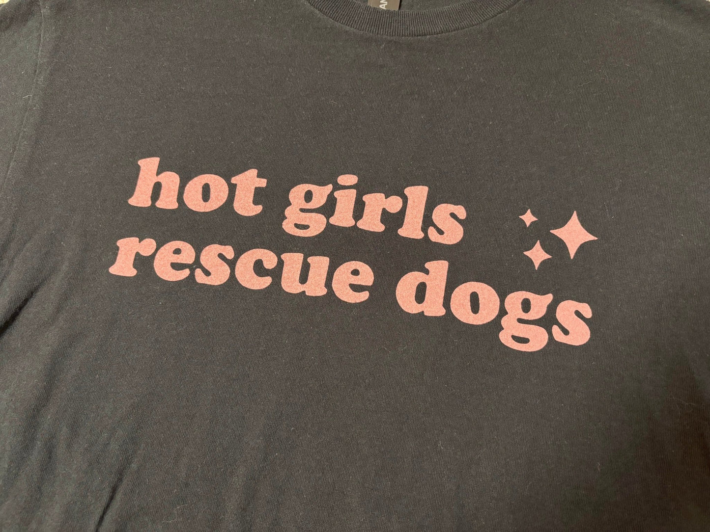 Screen Printed Tee | Hot Girls Rescue Dogs | Medium - Detezi Designs-