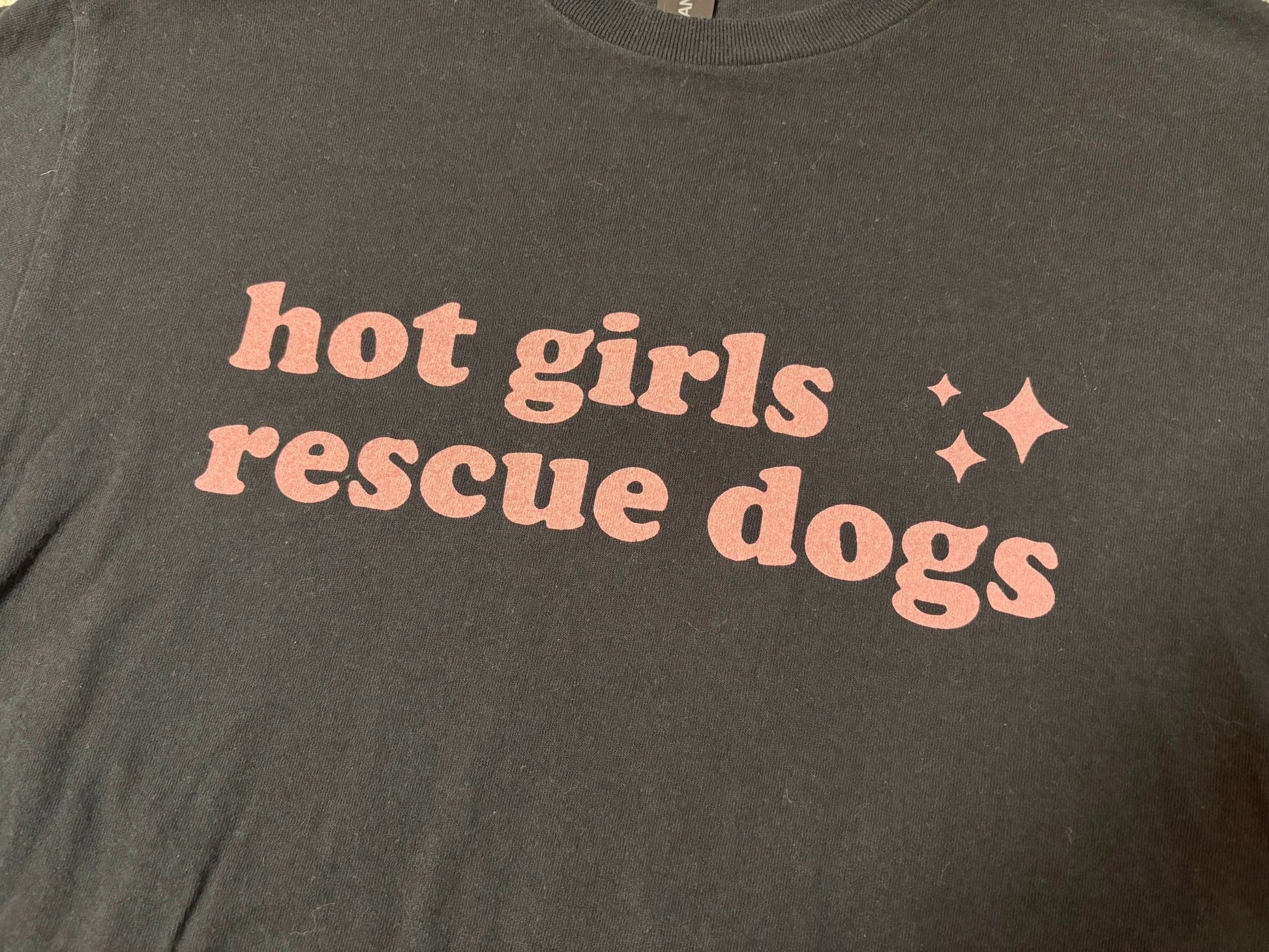 Screen Printed Tee | Hot Girls Rescue Dogs | Medium - Detezi Designs-
