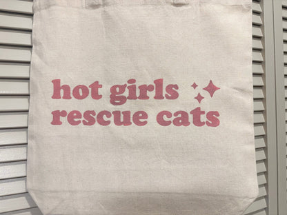 Screen Printed Tote | Hot Girls Rescue Cats - Detezi Designs-
