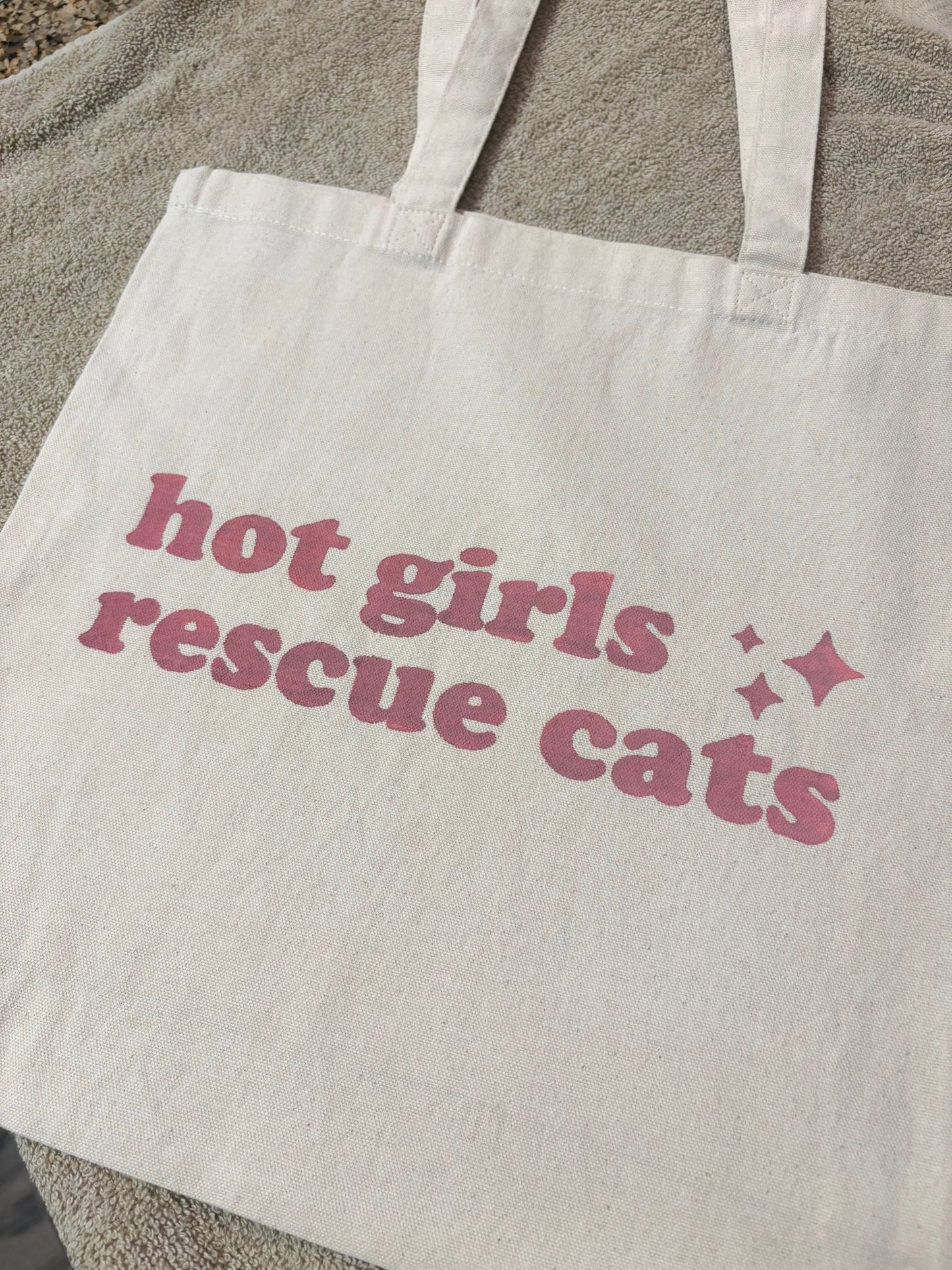 Screen Printed Tote | Hot Girls Rescue Cats - Detezi Designs-