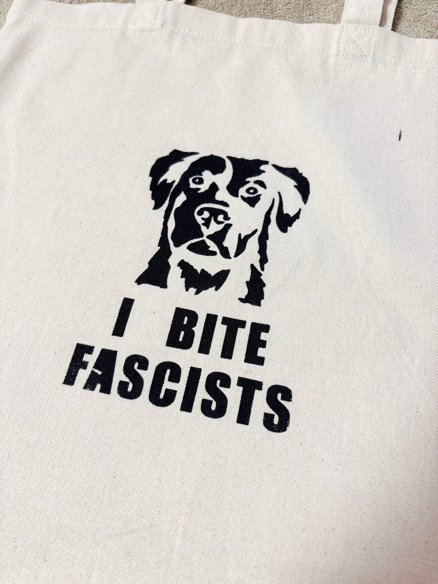 Screen Printed Tote | I Bite Fascists - Detezi Designs-