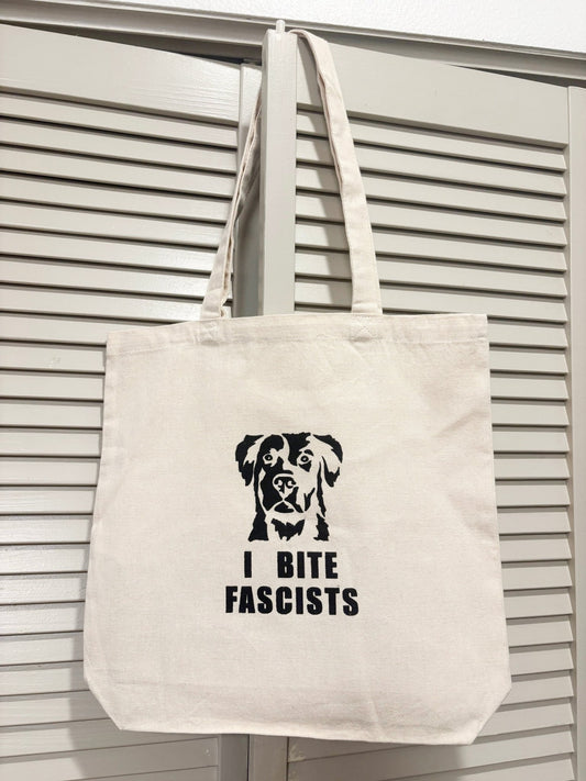 Screen Printed Tote | I Bite Fascists - Detezi Designs-
