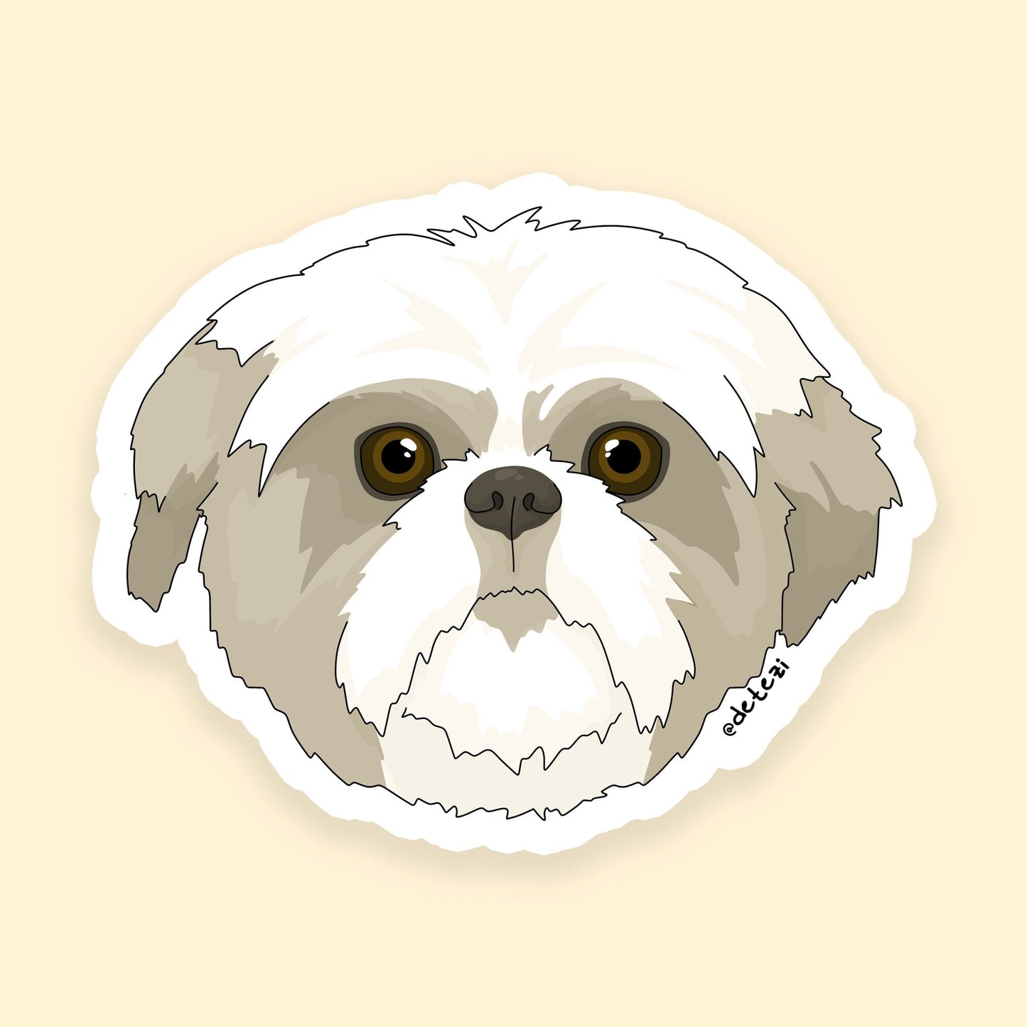 Shih Tzu | Face | 3" Vinyl Sticker - Detezi Designs - 