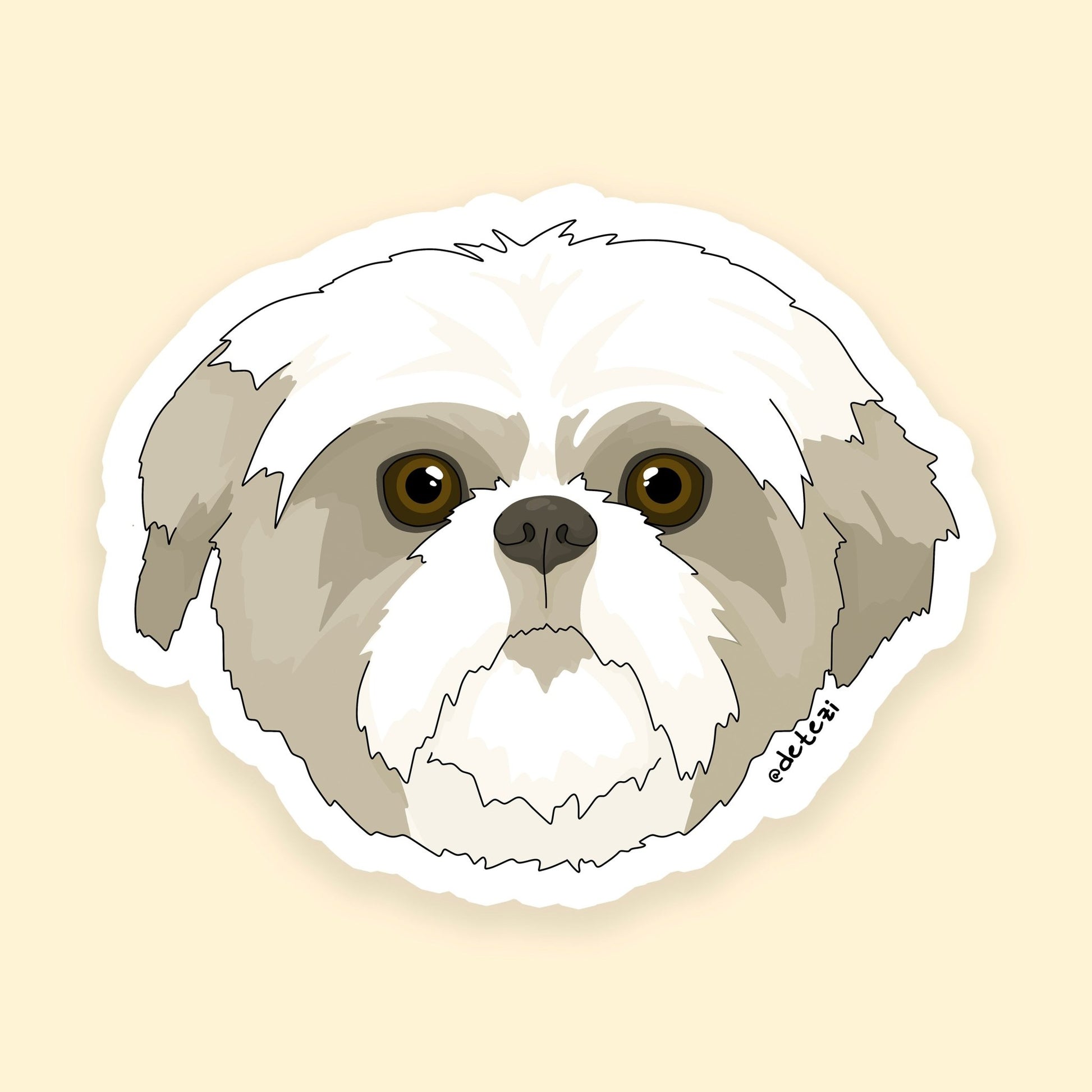 Shih Tzu | Face | 3" Vinyl Sticker - Detezi Designs - 