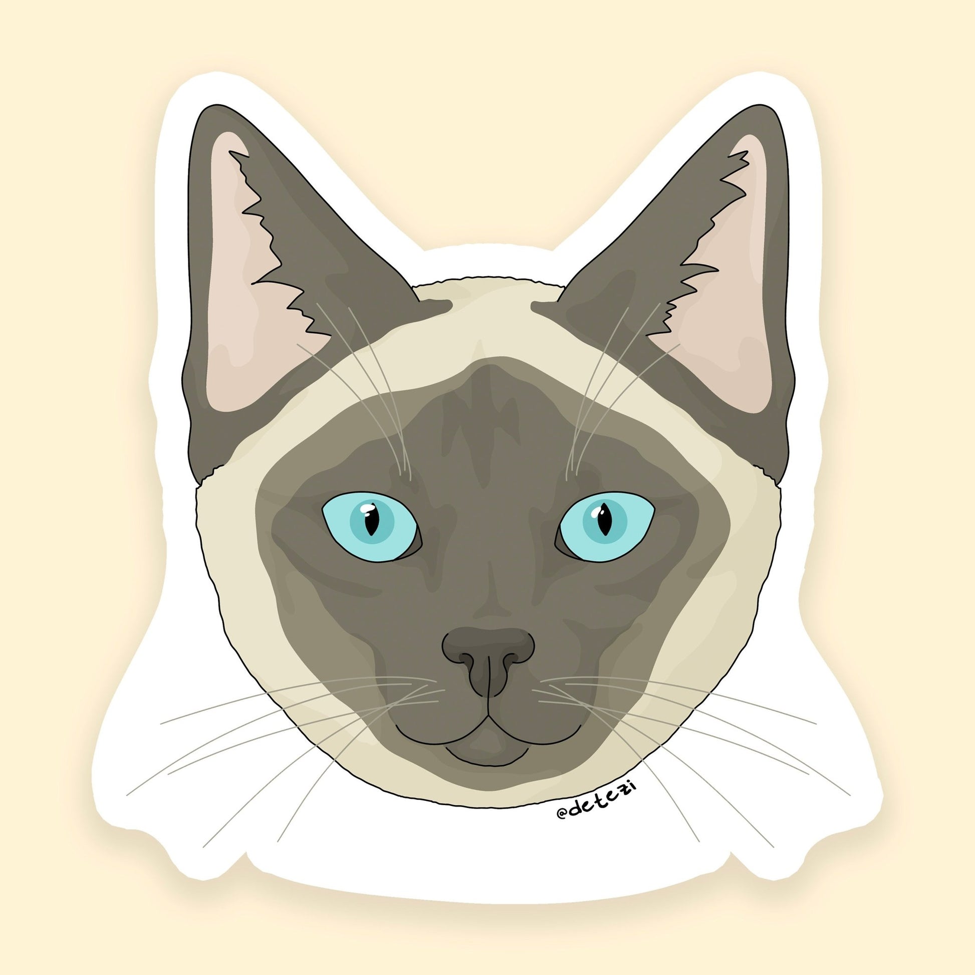 Siamese Cat | 3" Vinyl Sticker - Detezi Designs - 