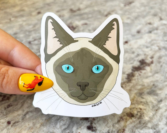 Siamese Cat | 3" Vinyl Sticker - Detezi Designs - 