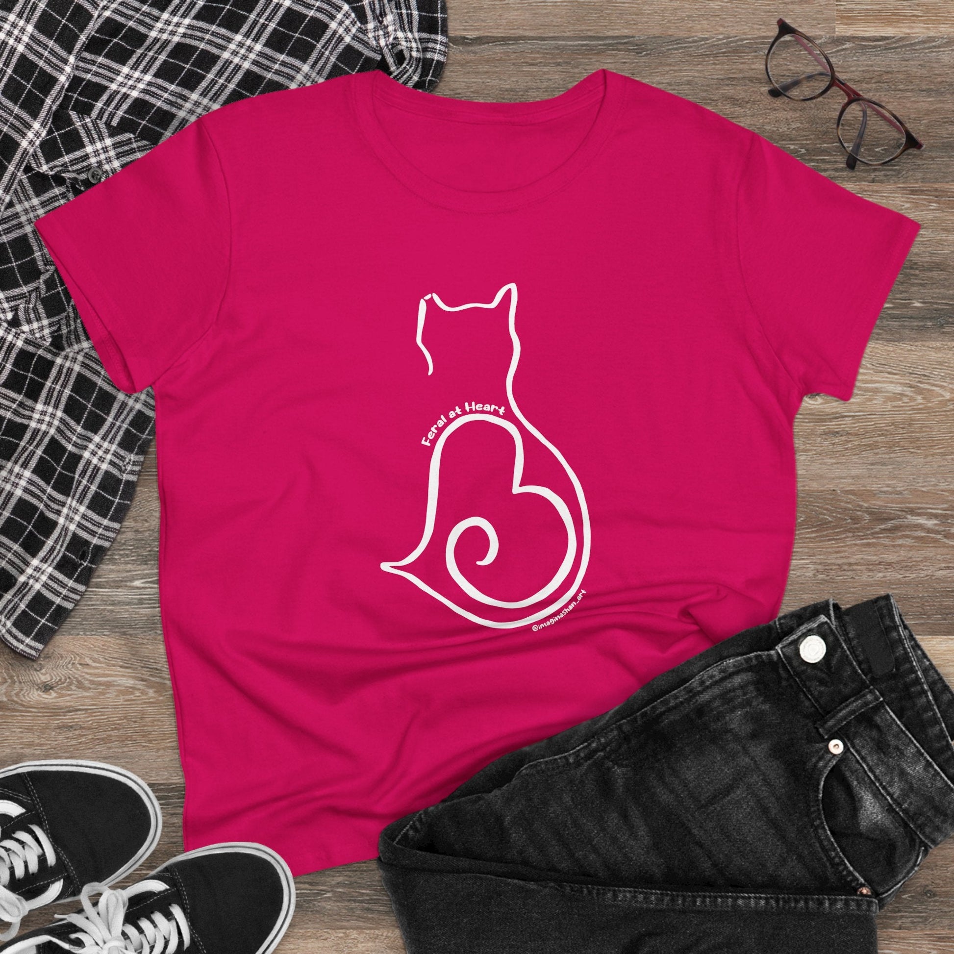 Silhouette | FUNDRAISER for Feral At Heart | Women's Midweight Cotton Tee - Detezi Designs - 21418586859433376489