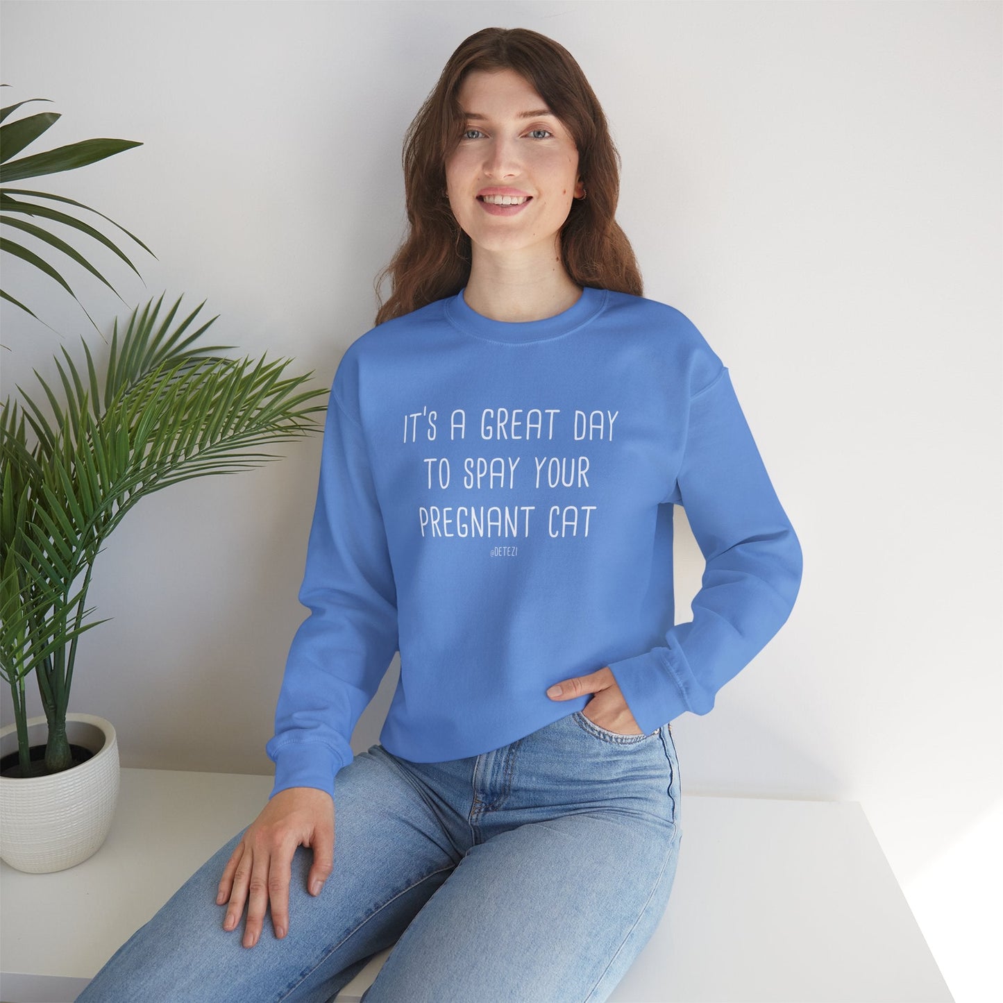 Spay Your Pregnant Cat | Crewneck Sweatshirt - Detezi Designs - 19855050300962613412