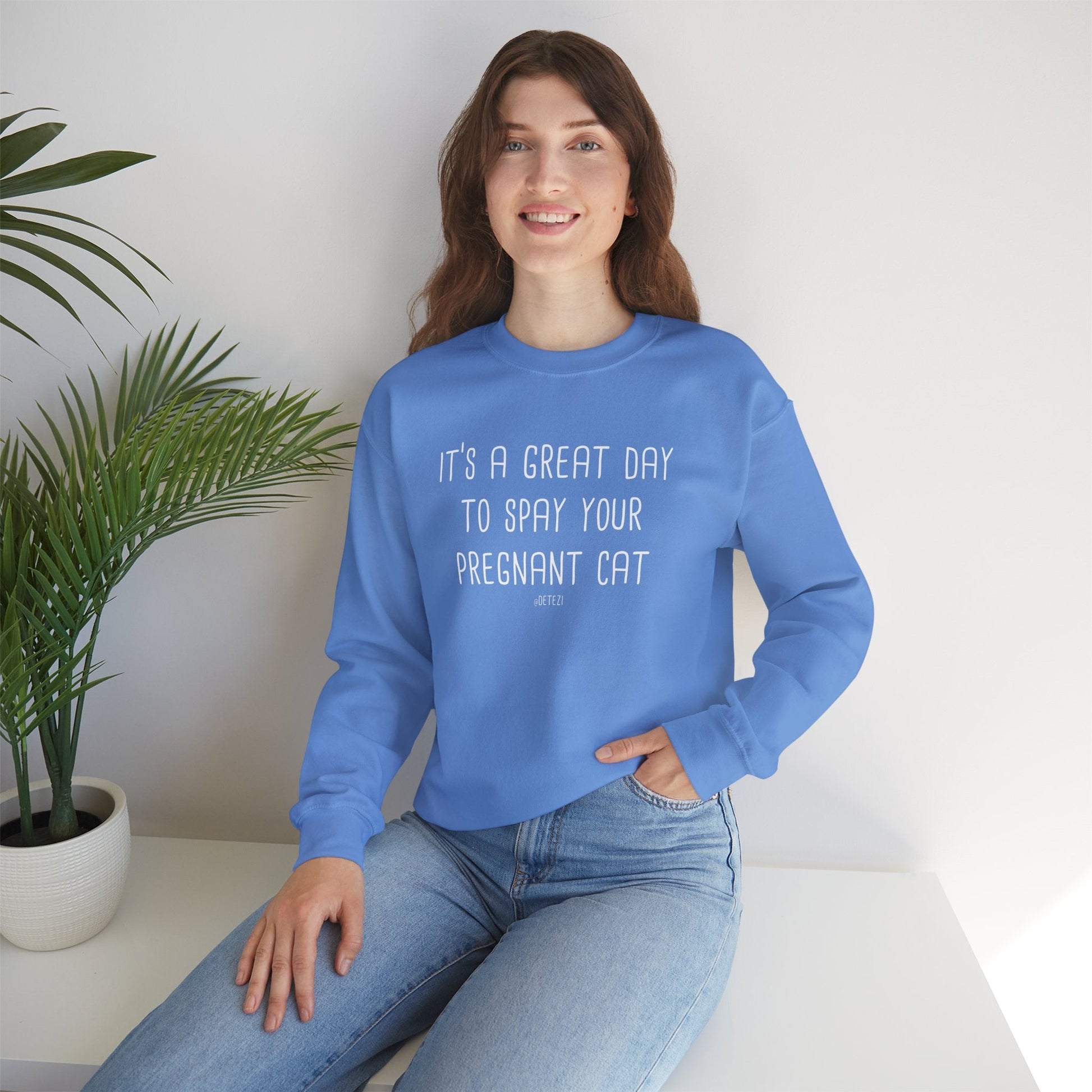 Spay Your Pregnant Cat | Crewneck Sweatshirt - Detezi Designs - 19855050300962613412